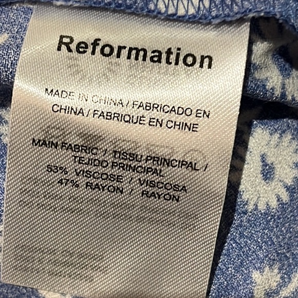 Reformation Blue w white flowers front slit Midi Skirt NWOT - Picture 9 of 9